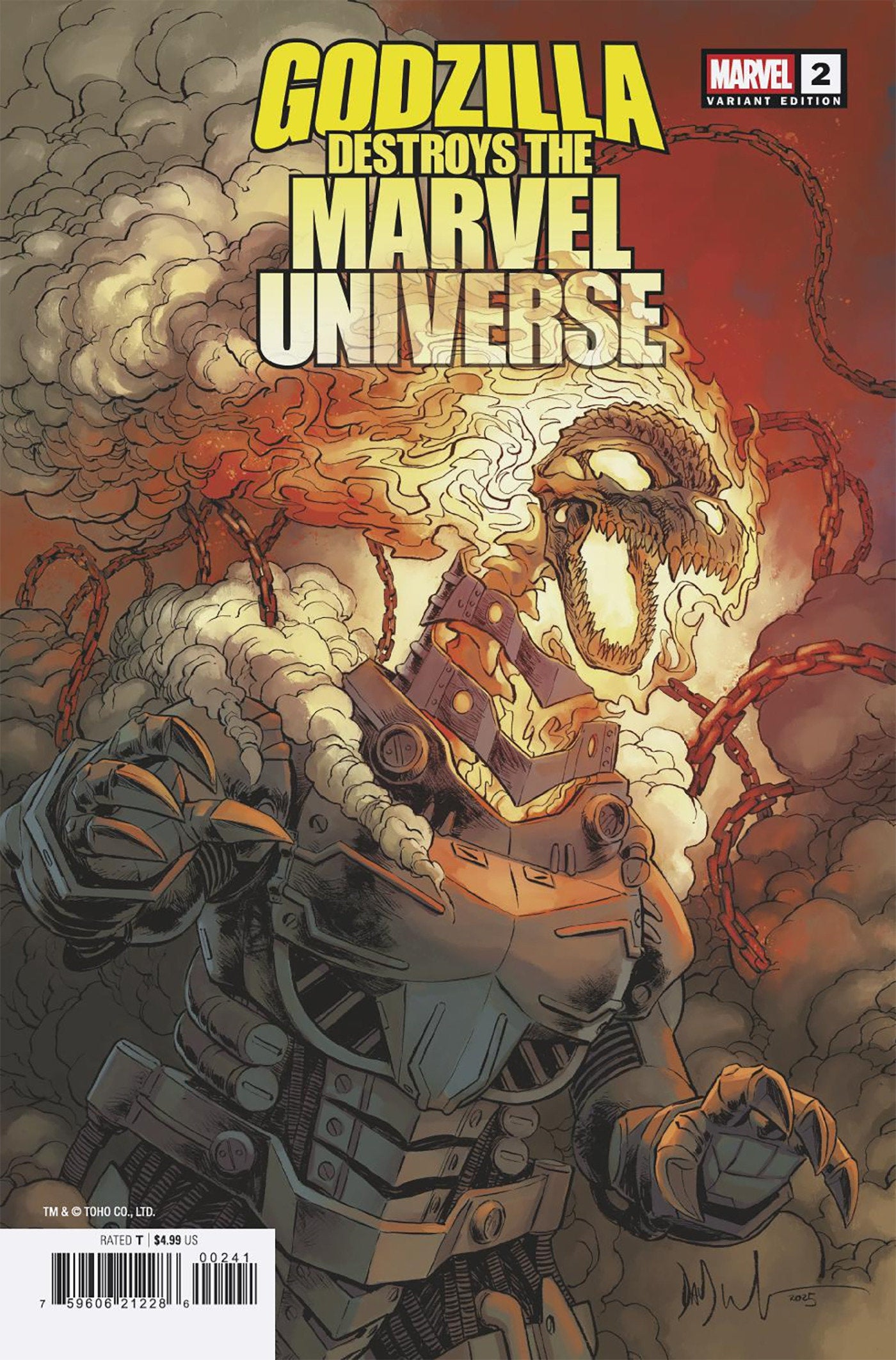 Godzilla Destroys The Marvel Universe #2 Dave Wachter Marvelized Mecha-Ghost Riderzilla Variant | Dragon's Lair Comics and Fantasy Houston TX