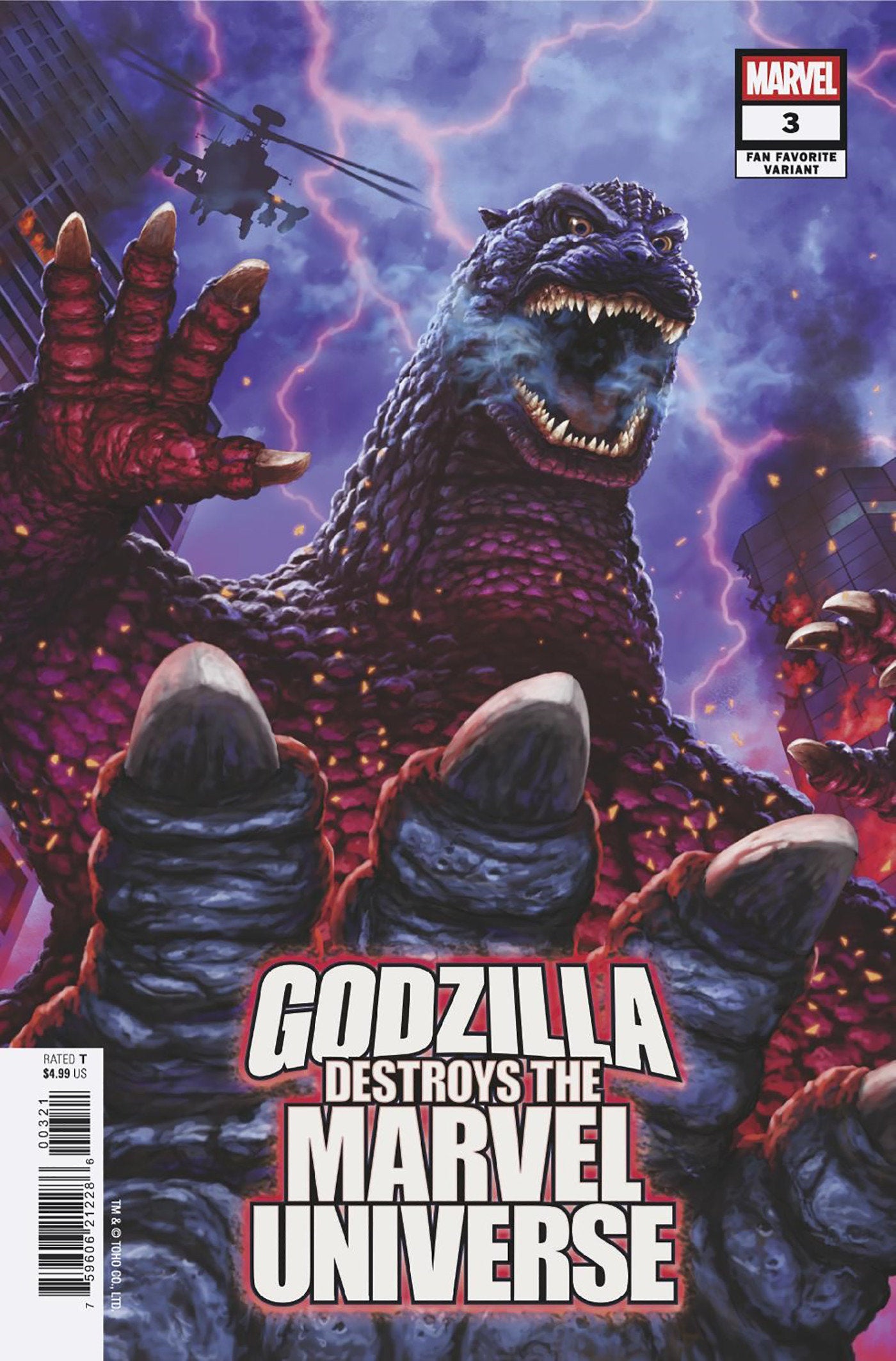Godzilla Destroys The Marvel Universe #3 Kaida Yuji Fan Favorite Variant | Dragon's Lair Comics and Fantasy Houston TX