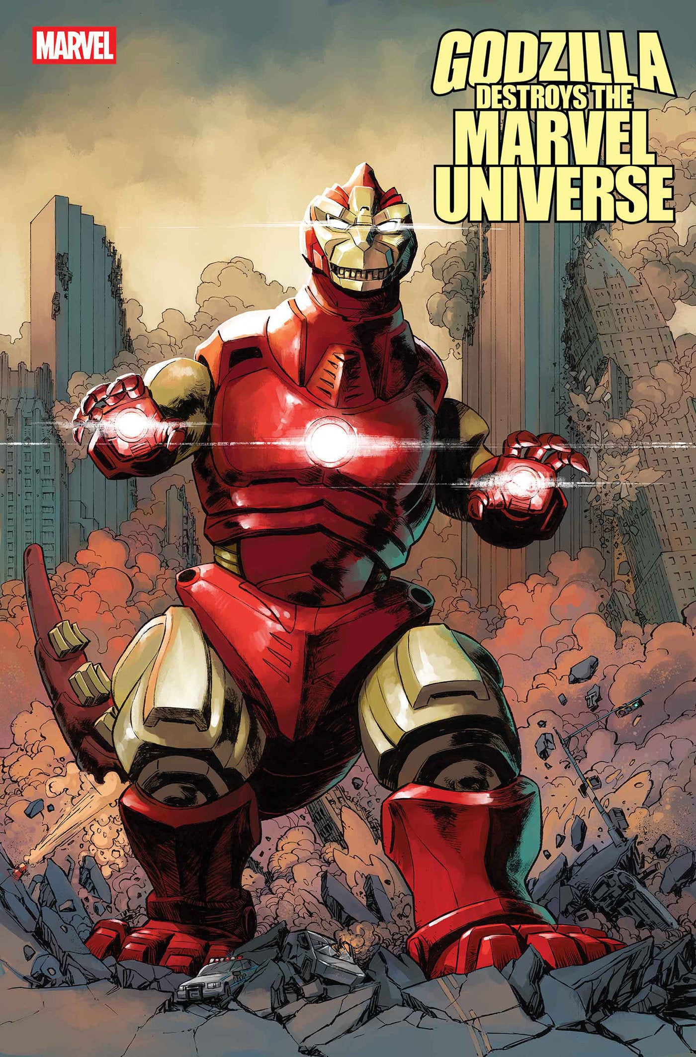 Godzilla Destroys The Marvel Universe #3 Dave Wachter Marvelized Iron Man Zilla Variant | Dragon's Lair Comics and Fantasy Houston TX