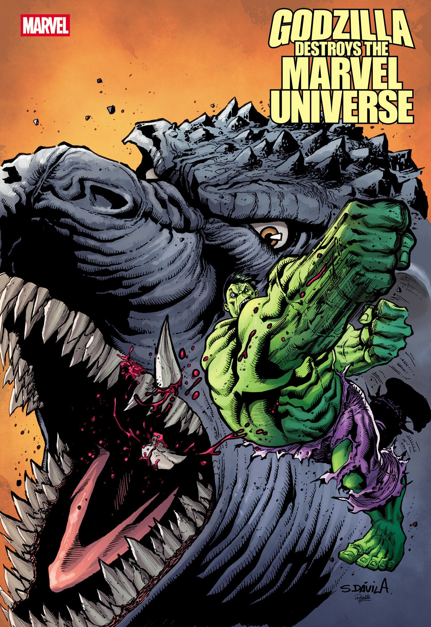 Godzilla Destroys The Marvel Universe #4 Sergio Davila Fan Favorite Variant | Dragon's Lair Comics and Fantasy Houston TX