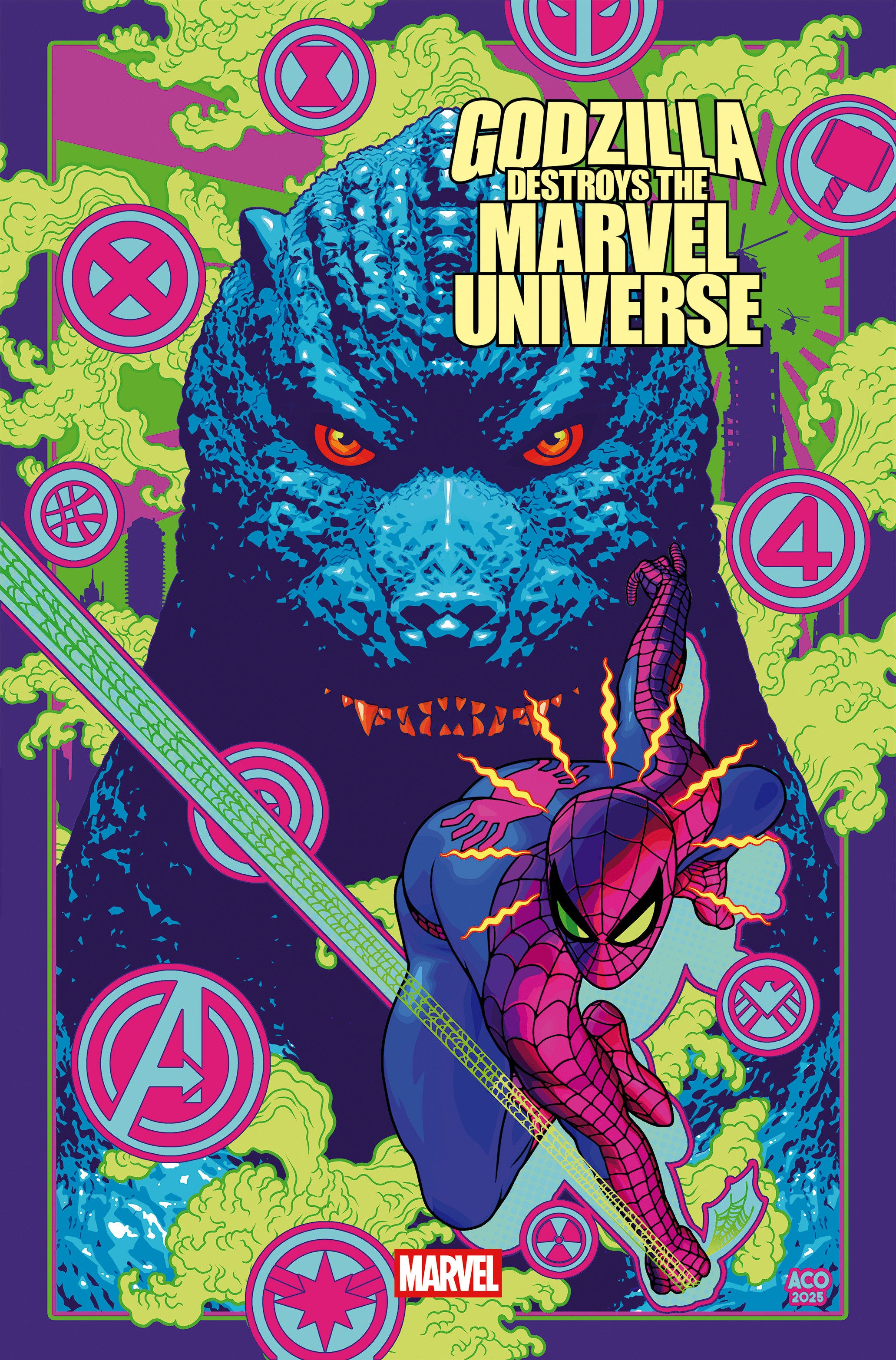 Godzilla Destroys The Marvel Universe #4 Aco Variant | Dragon's Lair Comics and Fantasy Houston TX