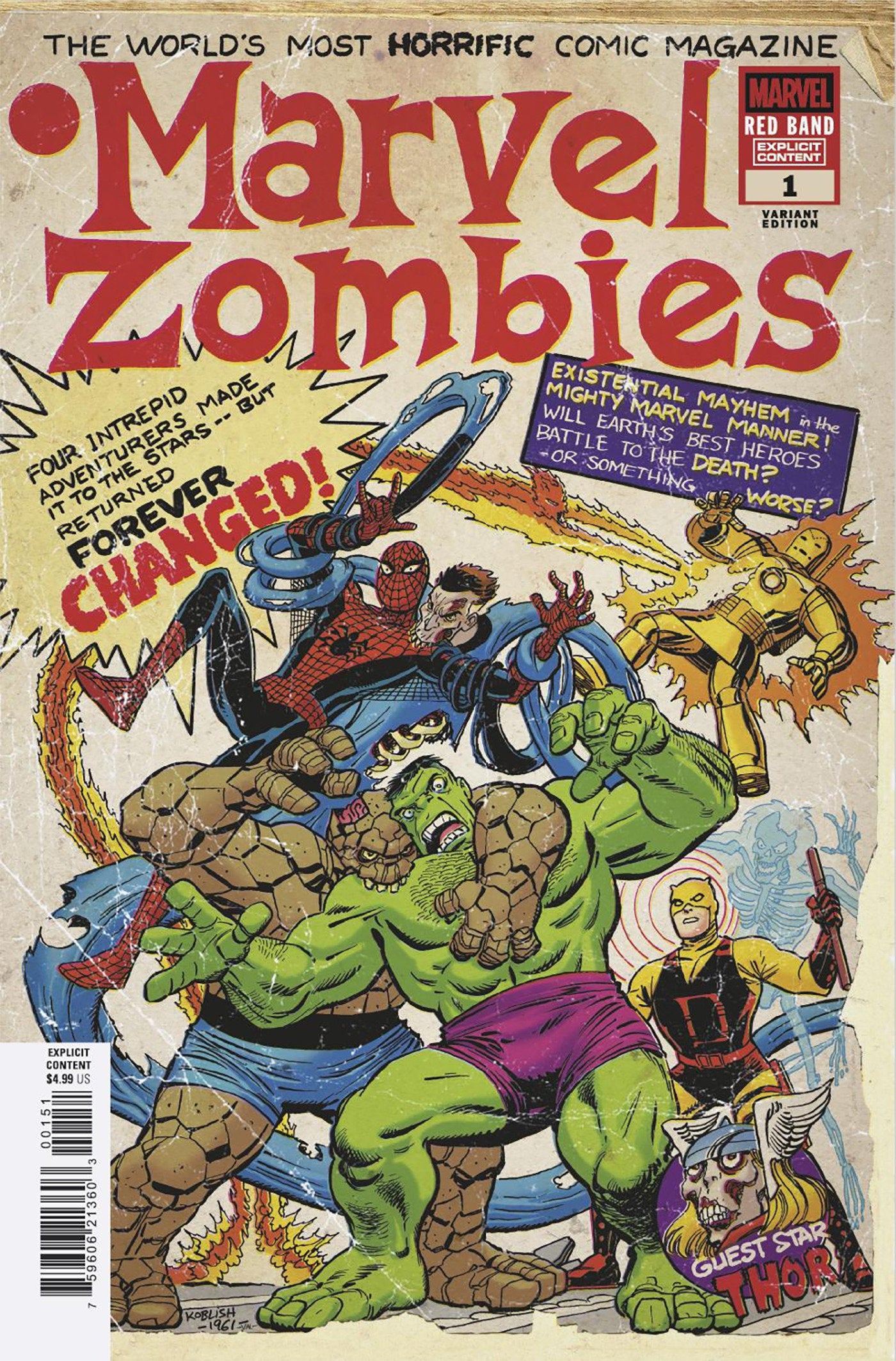 Marvel Zombies: Red Band #1 Scott Koblish Retro Zombie Variant [Polybagged] | Dragon's Lair Comics and Fantasy Houston TX
