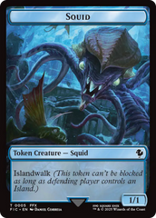 Spirit // Squid Double-Sided Token (Surge Foil) [FINAL FANTASY Commander Tokens] | Dragon's Lair Comics and Fantasy Houston TX