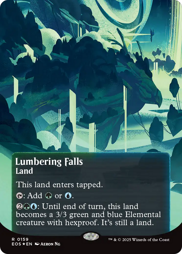 Lumbering Falls (0159) (Borderless) (Galaxy Foil) [Edge of Eternities: Stellar Sights] | Dragon's Lair Comics and Fantasy Houston TX