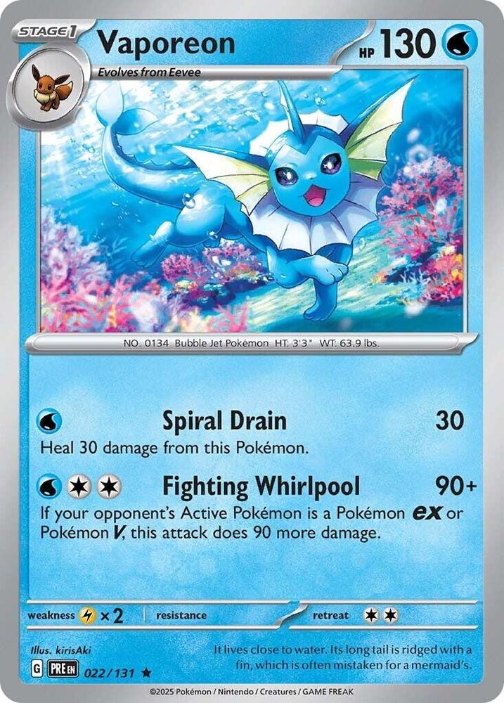 Vaporeon (022/131) [Scarlet & Violet: Prismatic Evolutions] | Dragon's Lair Comics and Fantasy Houston TX