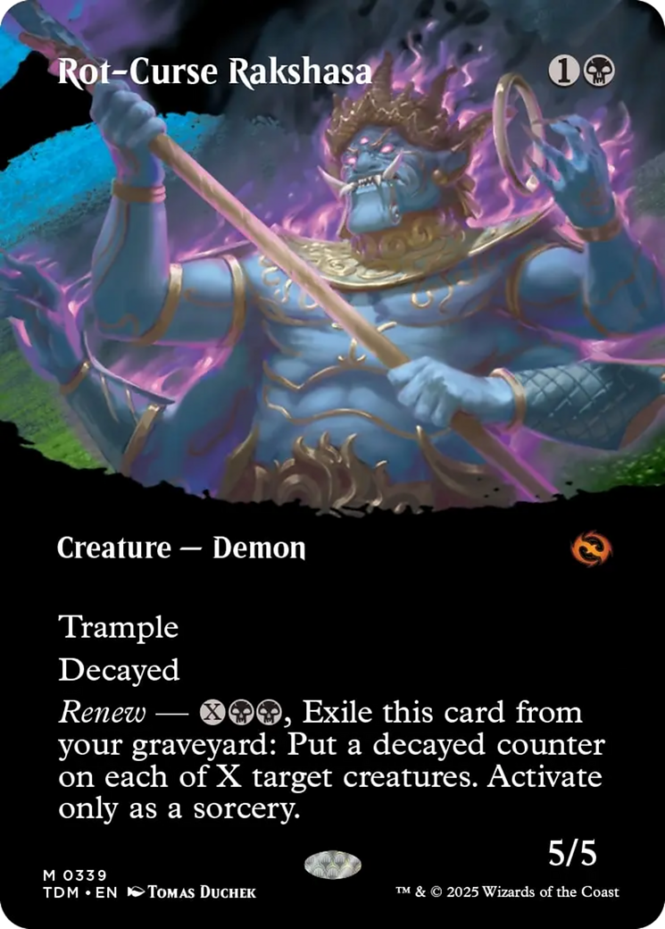 Rot-Curse Rakshasa (Borderless) [Tarkir: Dragonstorm] | Dragon's Lair Comics and Fantasy Houston TX