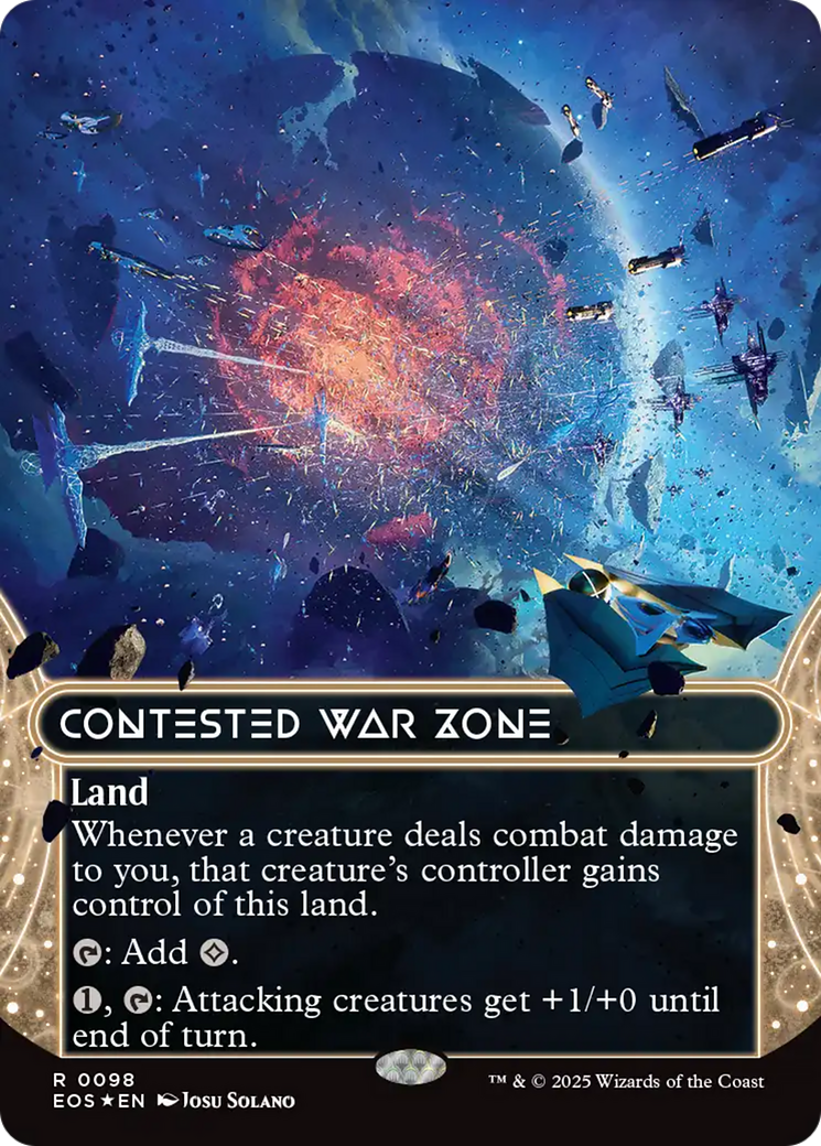 Contested War Zone (0098) (Borderless) (Galaxy Foil) [Edge of Eternities: Stellar Sights] | Dragon's Lair Comics and Fantasy Houston TX