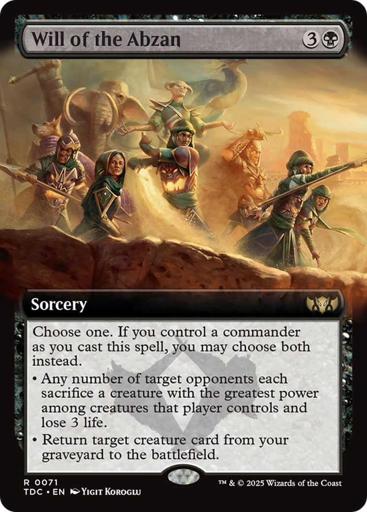 Will of the Abzan (Extended Art) [Tarkir: Dragonstorm Commander] | Dragon's Lair Comics and Fantasy Houston TX