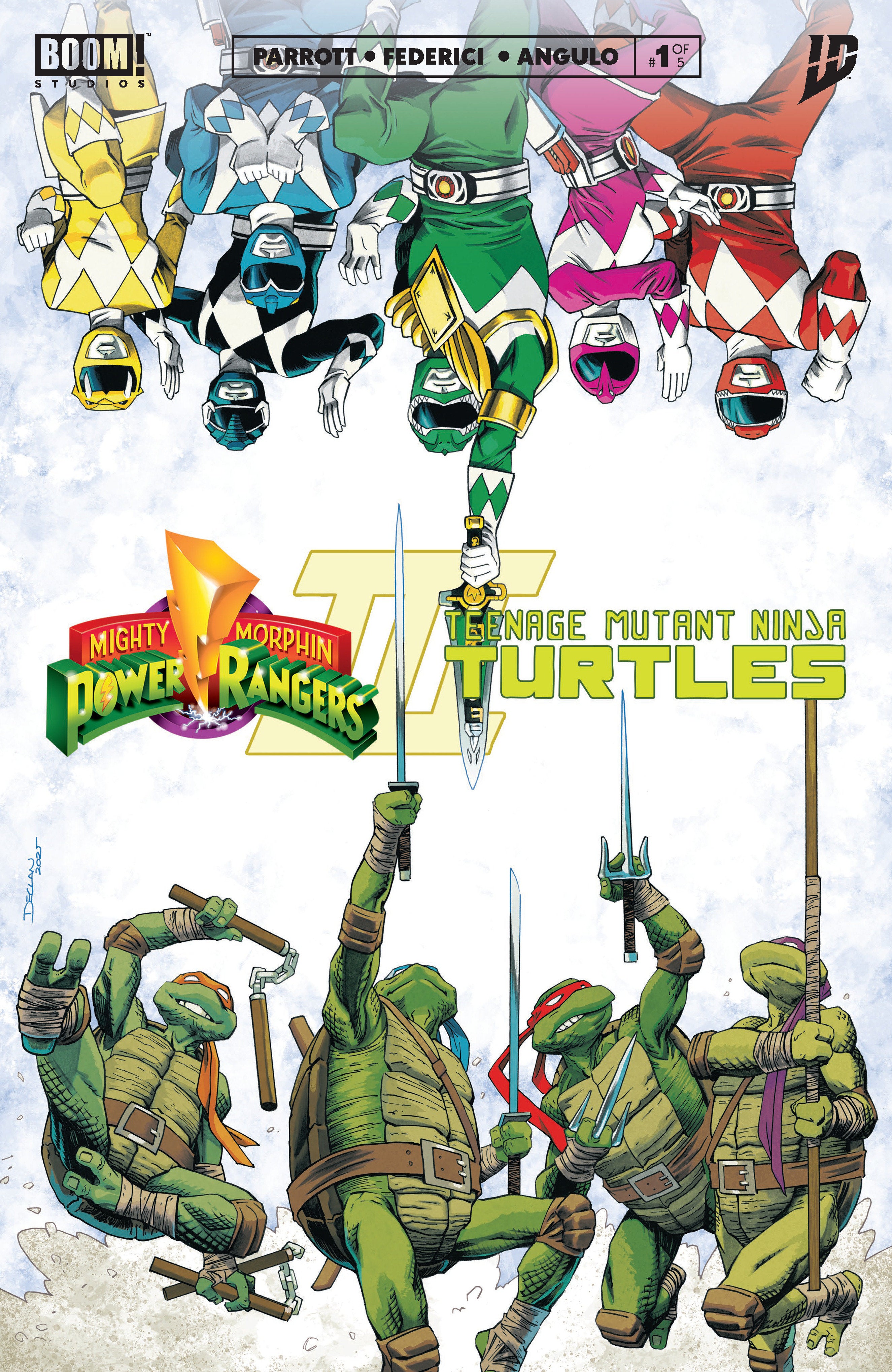 Mighty Morphin Power Rangers/ Teenage Mutant Ninja Turtles III #1 N Foc Reveal Variant (Dressed, Shalvey) | Dragon's Lair Comics and Fantasy Houston TX