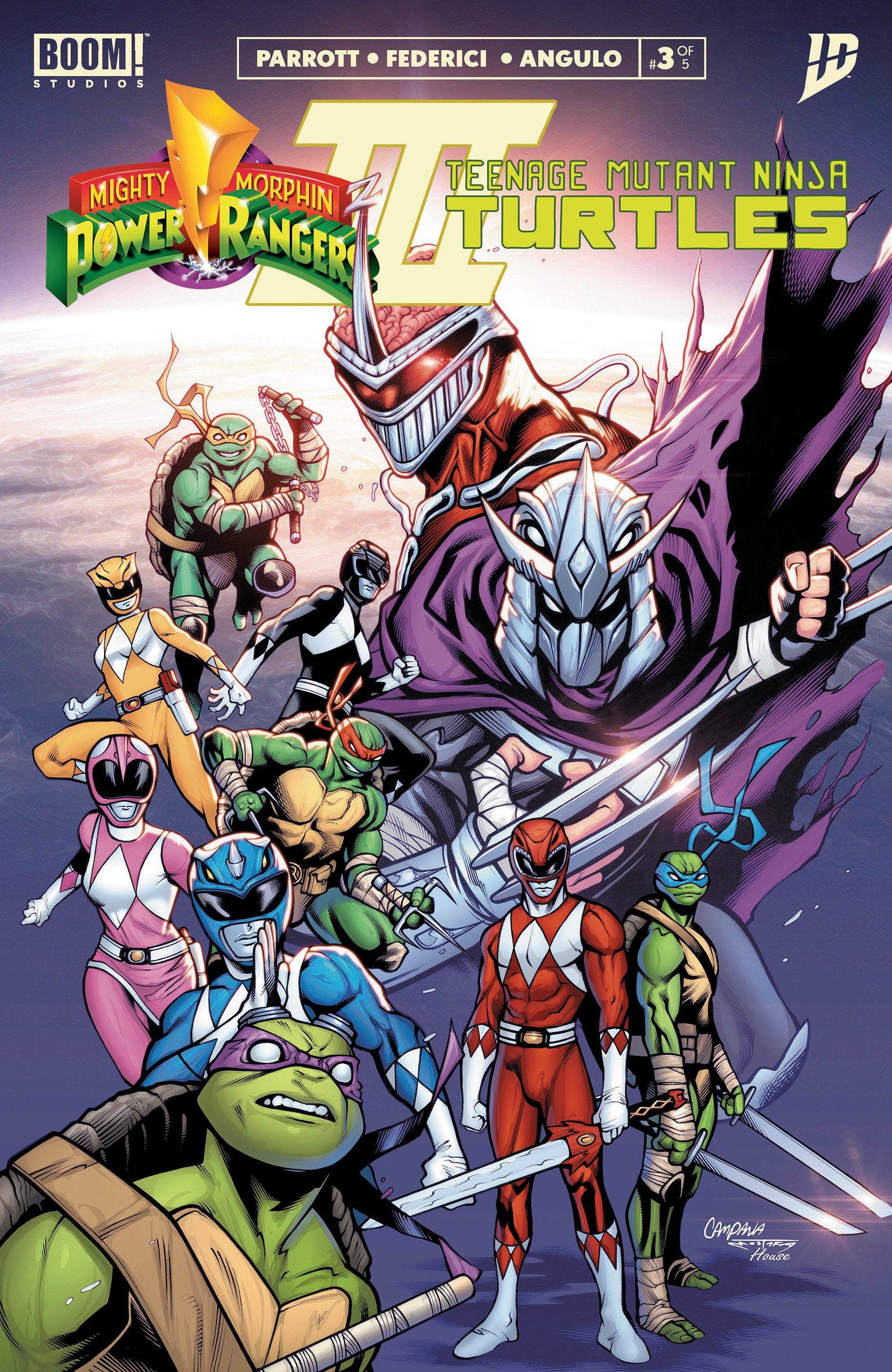 Mighty Morphin Power Rangers/Teenage Mutant Ninja Turtles III #3 J Foc Reveal Variant (Dressed, Campana) | Dragon's Lair Comics and Fantasy Houston TX