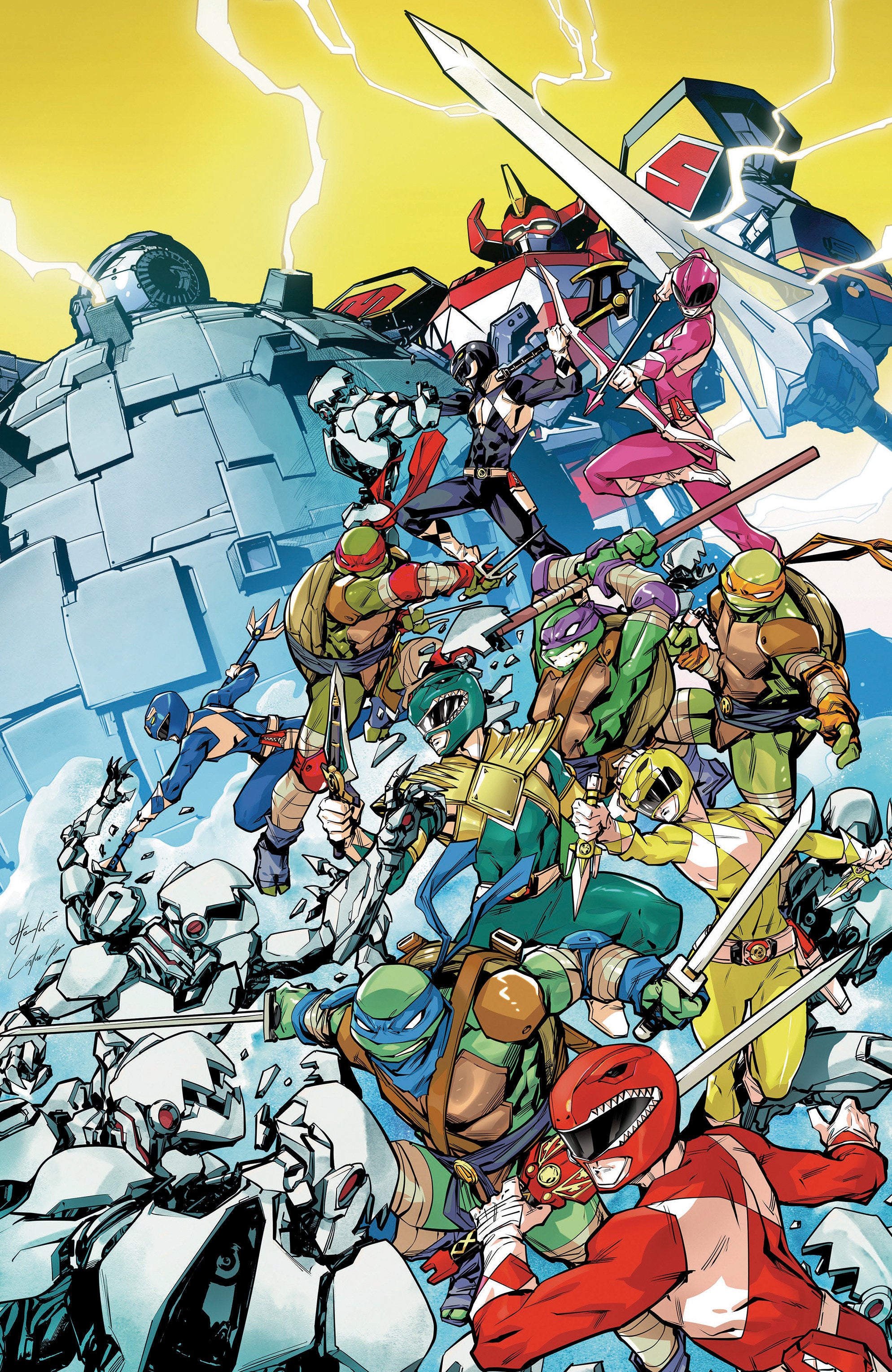 Mighty Morphin Power Rangers/Teenage Mutant Ninja Turtles III #4 M 1:5 Foc Variant Edition (Full Art, Foil Stamp, Prasetya) | Odin's Place