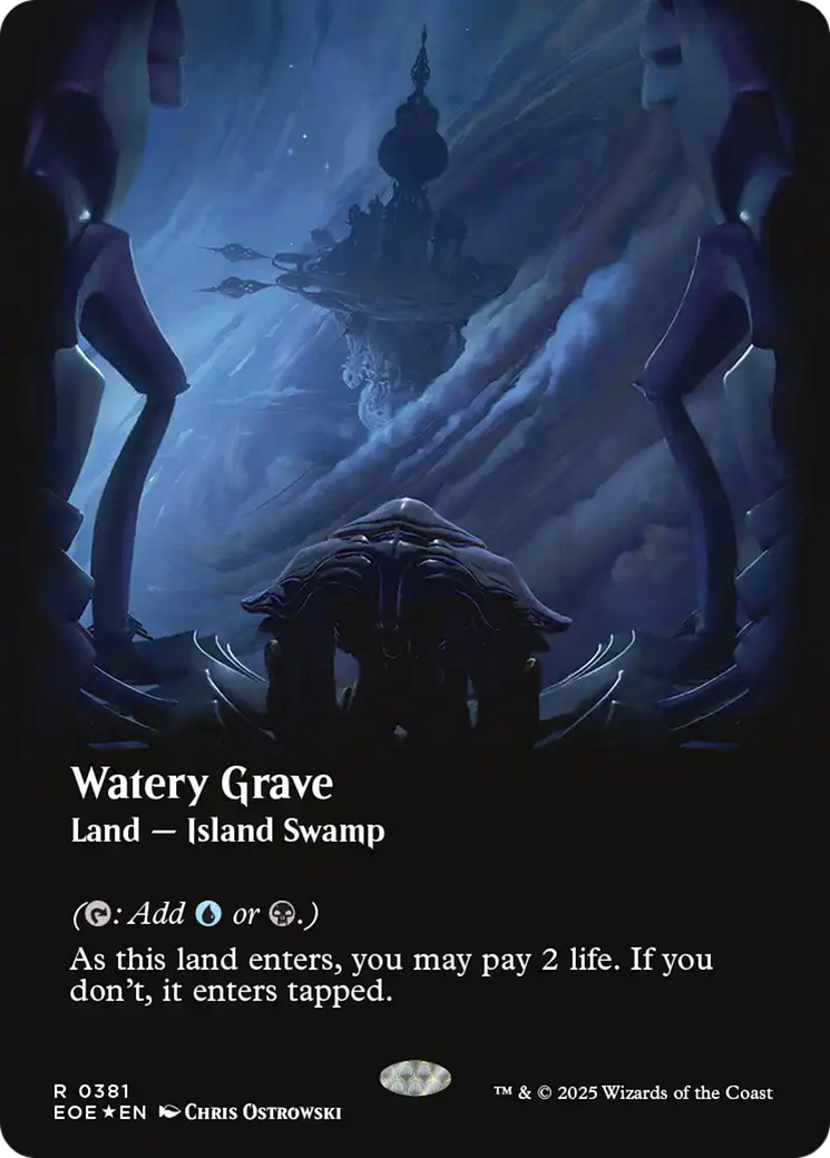 Watery Grave (Borderless) (Galaxy Foil) [Edge of Eternities] | Dragon's Lair Comics and Fantasy Houston TX