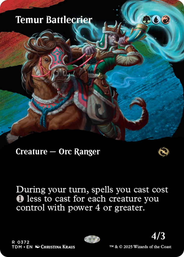 Temur Battlecrier (Borderless) [Tarkir: Dragonstorm] | Dragon's Lair Comics and Fantasy Houston TX