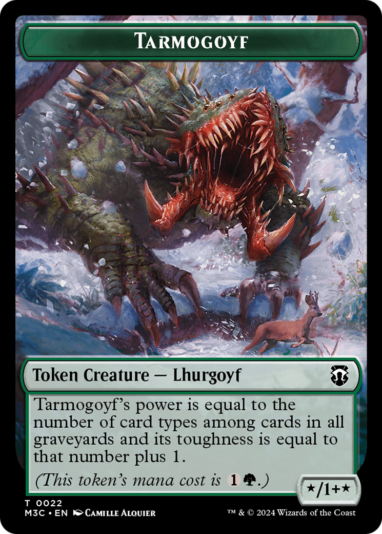Tarmogoyf (Ripple Foil) // Saproling Double-Sided Token [Modern Horizons 3 Commander Tokens] | Dragon's Lair Comics and Fantasy Houston TX
