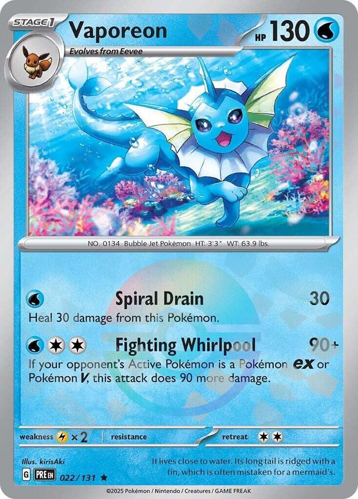 Vaporeon (022/131) (Poke Ball Pattern) [Scarlet & Violet: Prismatic Evolutions] | Dragon's Lair Comics and Fantasy Houston TX