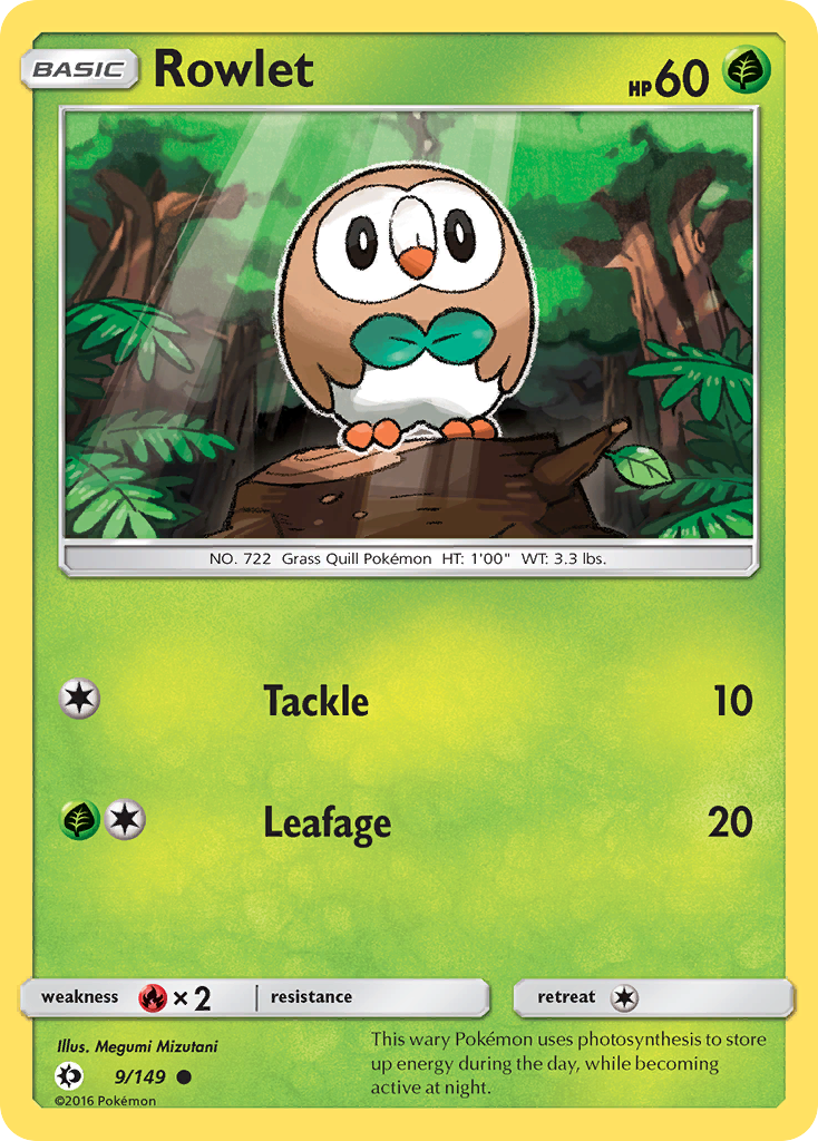 Rowlet (9/149) (Cosmos Holo) [Sun & Moon: Base Set] | Odin's Place