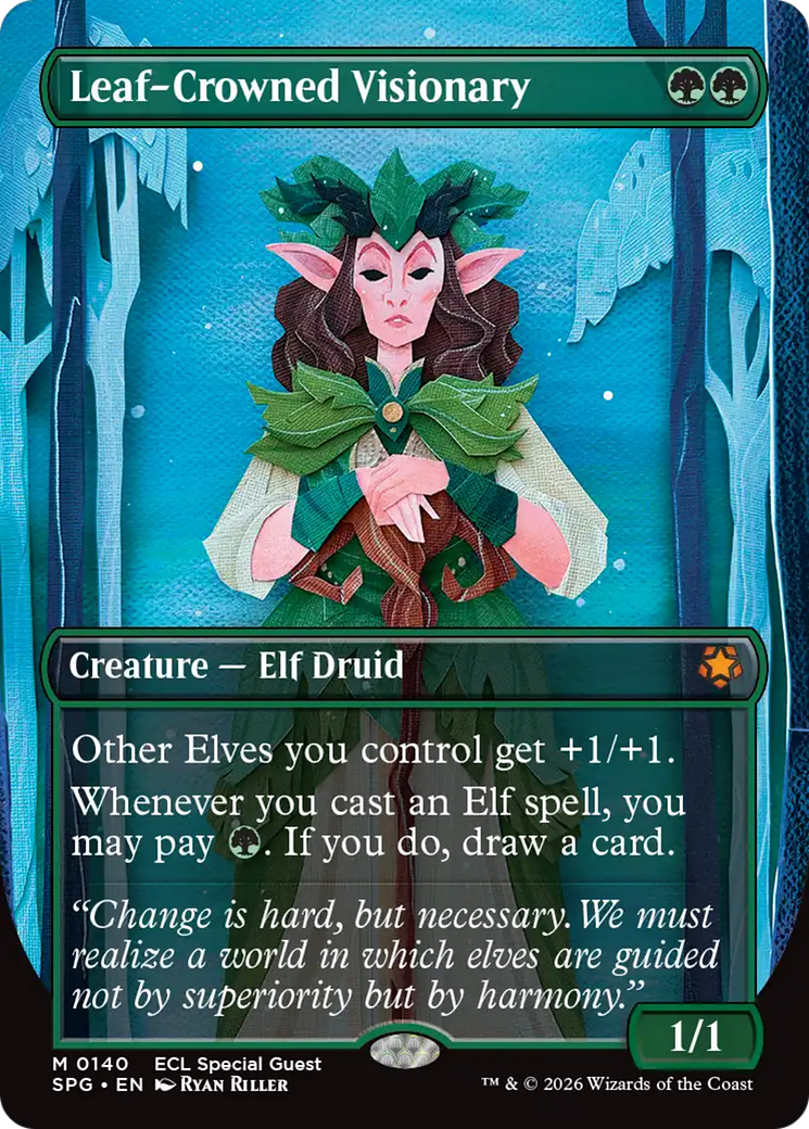 Leaf-Crowned Visionary (Borderless) [Lorwyn Eclipsed Special Guests] | Odin's Place