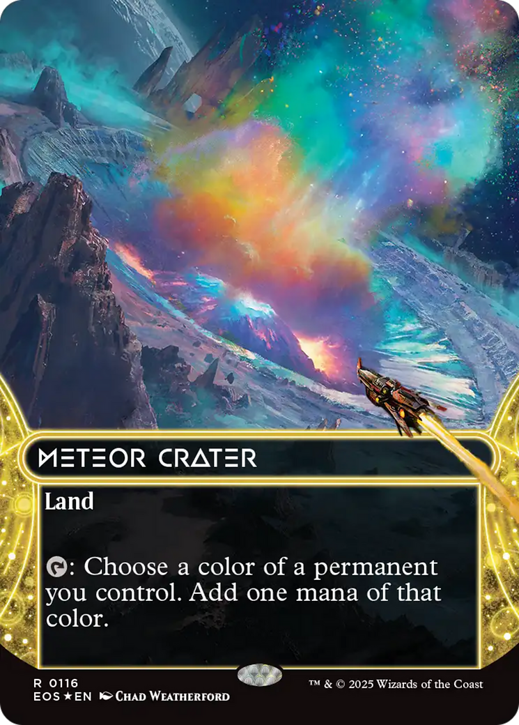 Meteor Crater (0116) (Borderless) (Galaxy Foil) [Edge of Eternities: Stellar Sights] | Dragon's Lair Comics and Fantasy Houston TX