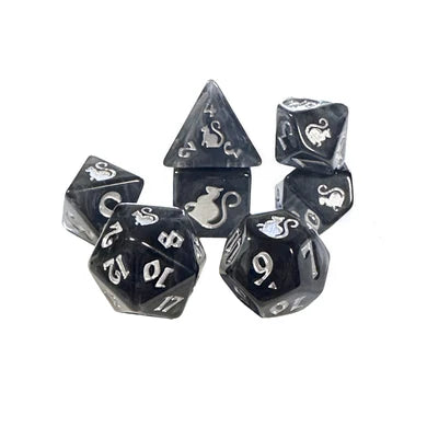 Black Oak Kitty Clacks Smokey Poly 7 Dice Set | Odin's Place