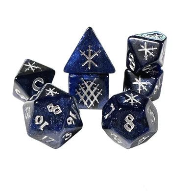 Black Oak Blue Knight Poly 7 Dice Set | Odin's Place