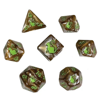 Black Oak Kitty Clacks Hazel Poly 7 Dice Set | Odin's Place
