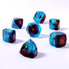 HYMGHO - Captured Magic Luster Cut Resin Dice Set - Blue & Red | Odin's Place
