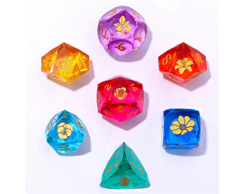 HYMGHO - Captured Magic Luster Cut Resin Dice Set - Bouquet of Dice | Dragon's Lair Comics and Fantasy Houston TX