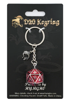 HYMGHO -D20 Keychain Behemoth - Blood on Gun Metal | Dragon's Lair Comics and Fantasy Houston TX