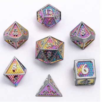 HYMGHO -Solid Metal Mini Behemoth Dice set - Brushed Rainbow | Dragon's Lair Comics and Fantasy Houston TX