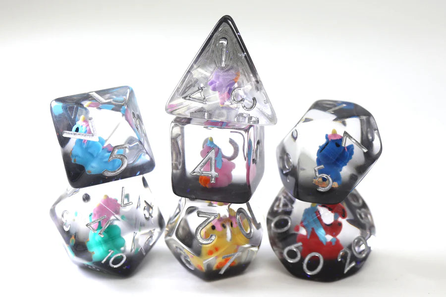 Foam Brain Dice: Unicorn Party 7 pc RPG Dice Set | Odin's Place