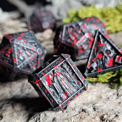 Forged Gaming Cryptic Reliquary Silver Blood Metal Poly 7 Dice Set | Dragon's Lair Comics and Fantasy Houston TX