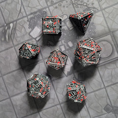 Forged Gaming Cryptic Reliquary Silver Blood Metal Poly 7 Dice Set | Dragon's Lair Comics and Fantasy Houston TX