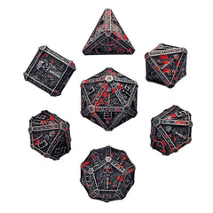Forged Gaming Cryptic Reliquary Silver Blood Metal Poly 7 Dice Set | Dragon's Lair Comics and Fantasy Houston TX