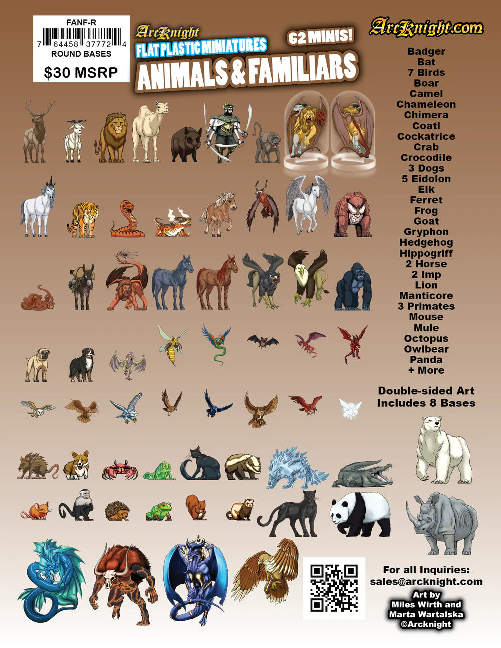 Arcknight - Flat Plastic Minis: Animals & Familiars (62 pc) | Odin's Place