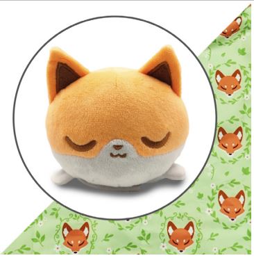 Plushie Tote Bag: Light Green Foxes Tote Bag + Orange & White Fox Plushie | Odin's Place