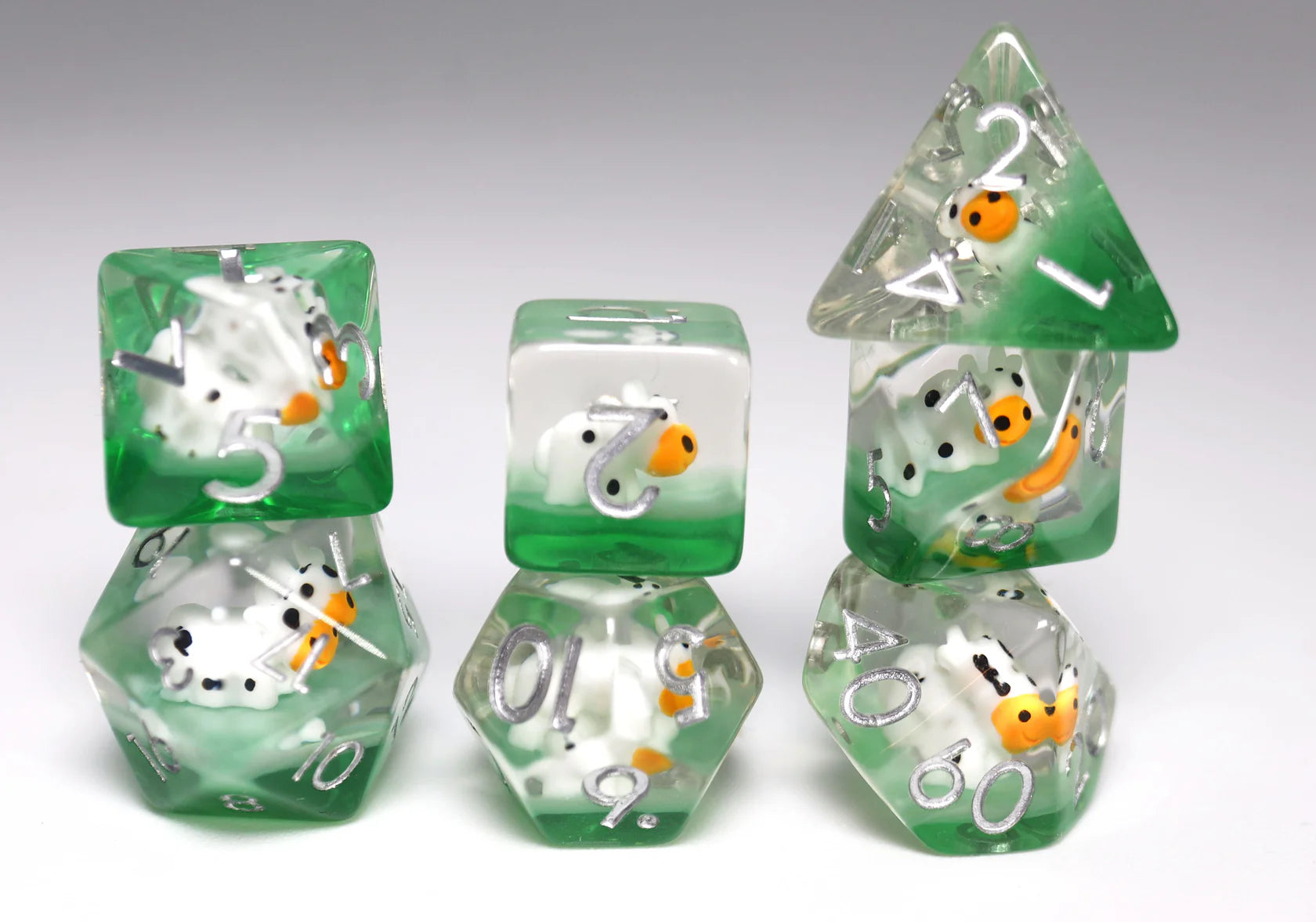 Foam Brain Grazing Cows Poly 7 Dice Set | Odin's Place