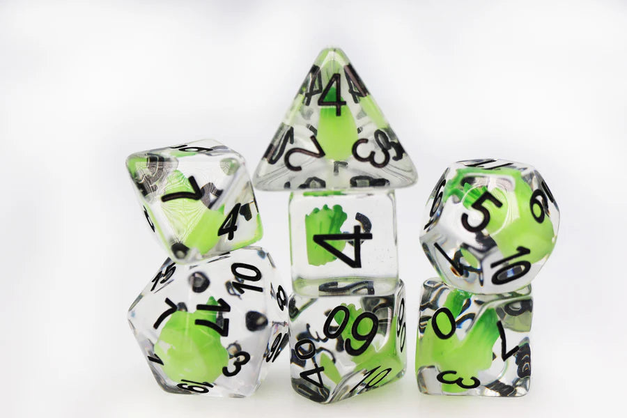 Foam Brain Acquisitions Inc Green Flame Poly 7 Dice Set | Dragon's Lair Comics and Fantasy Houston TX