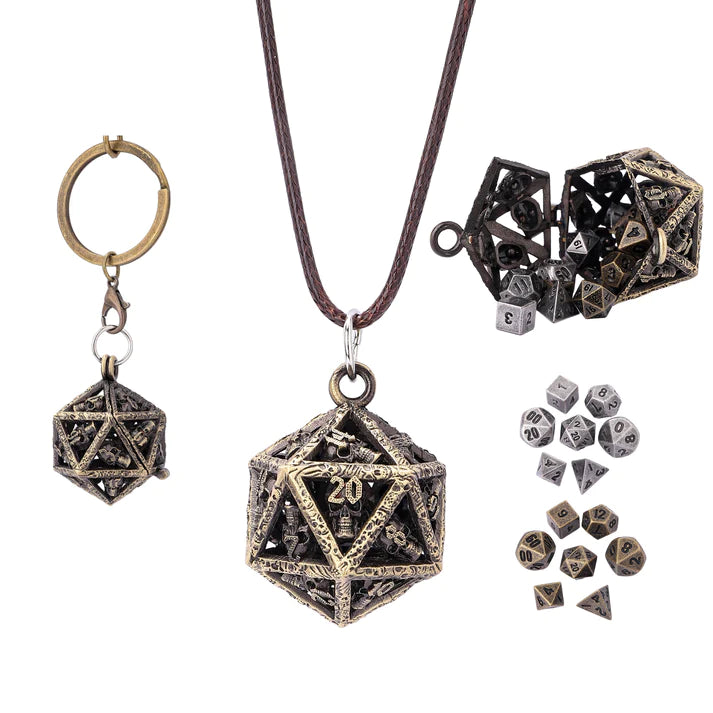 HYMGHO - Grimskull's D20 Locket Gift Set-Ancient Gold | Dragon's Lair Comics and Fantasy Houston TX