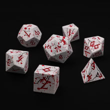 HYMGHO - Barbarian Solid Metal Polyhedral Dice Set - Matte White with Blood Red | Odin's Place