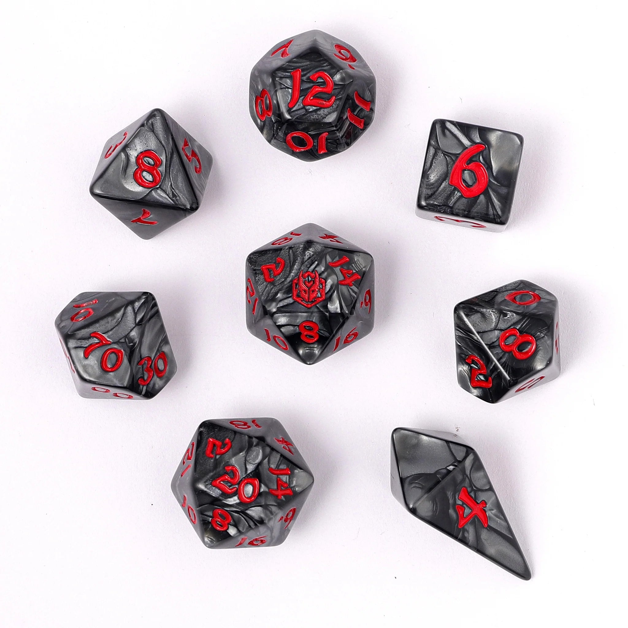 HYMGHO - Wyrmforged Rollers - Rounded Edge 8 Piece Polyhedral Dice sets | Dragon's Lair Comics and Fantasy Houston TX