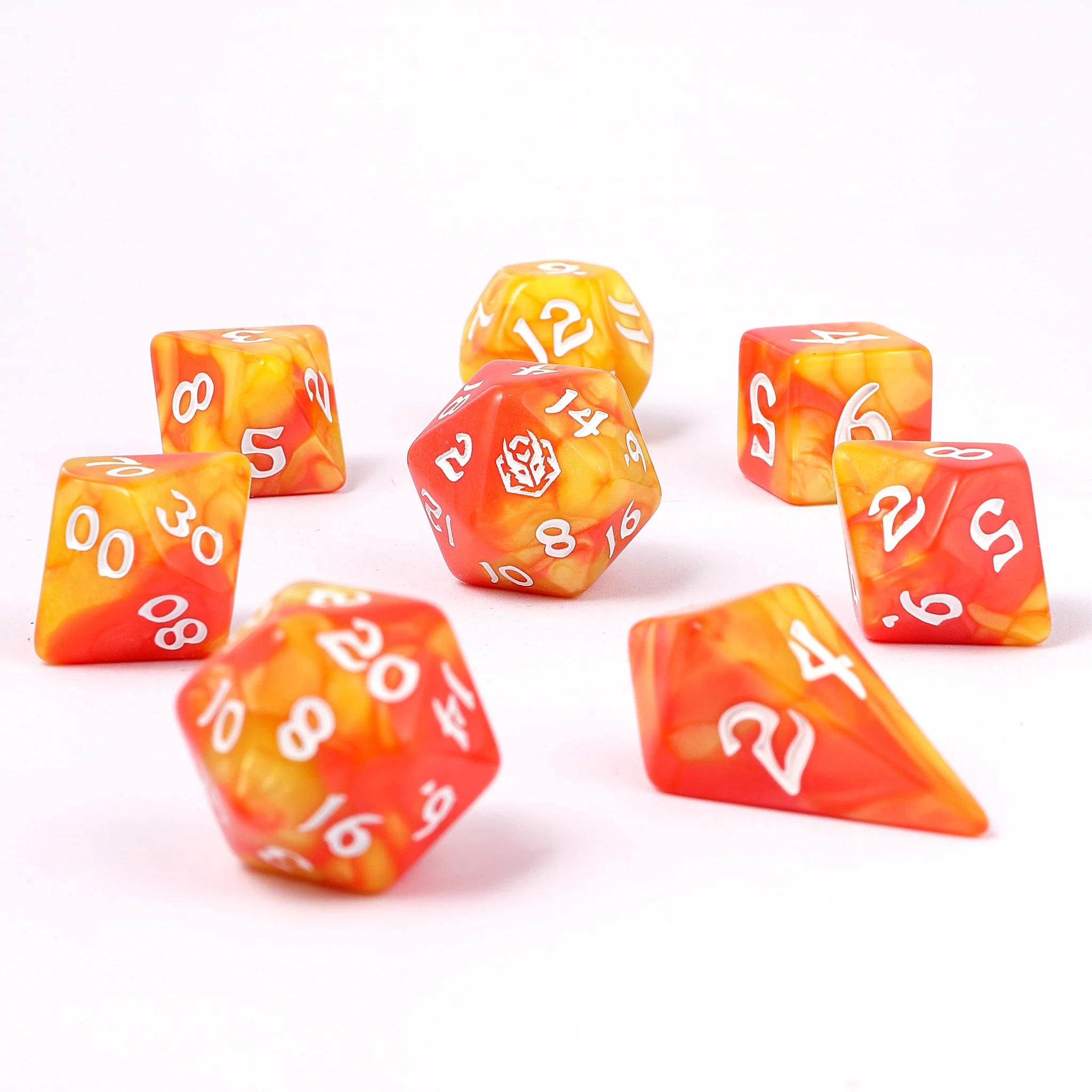HYMGHO - Wyrmforged Rollers - Rounded Edge 8 Piece Polyhedral Dice sets | Dragon's Lair Comics and Fantasy Houston TX