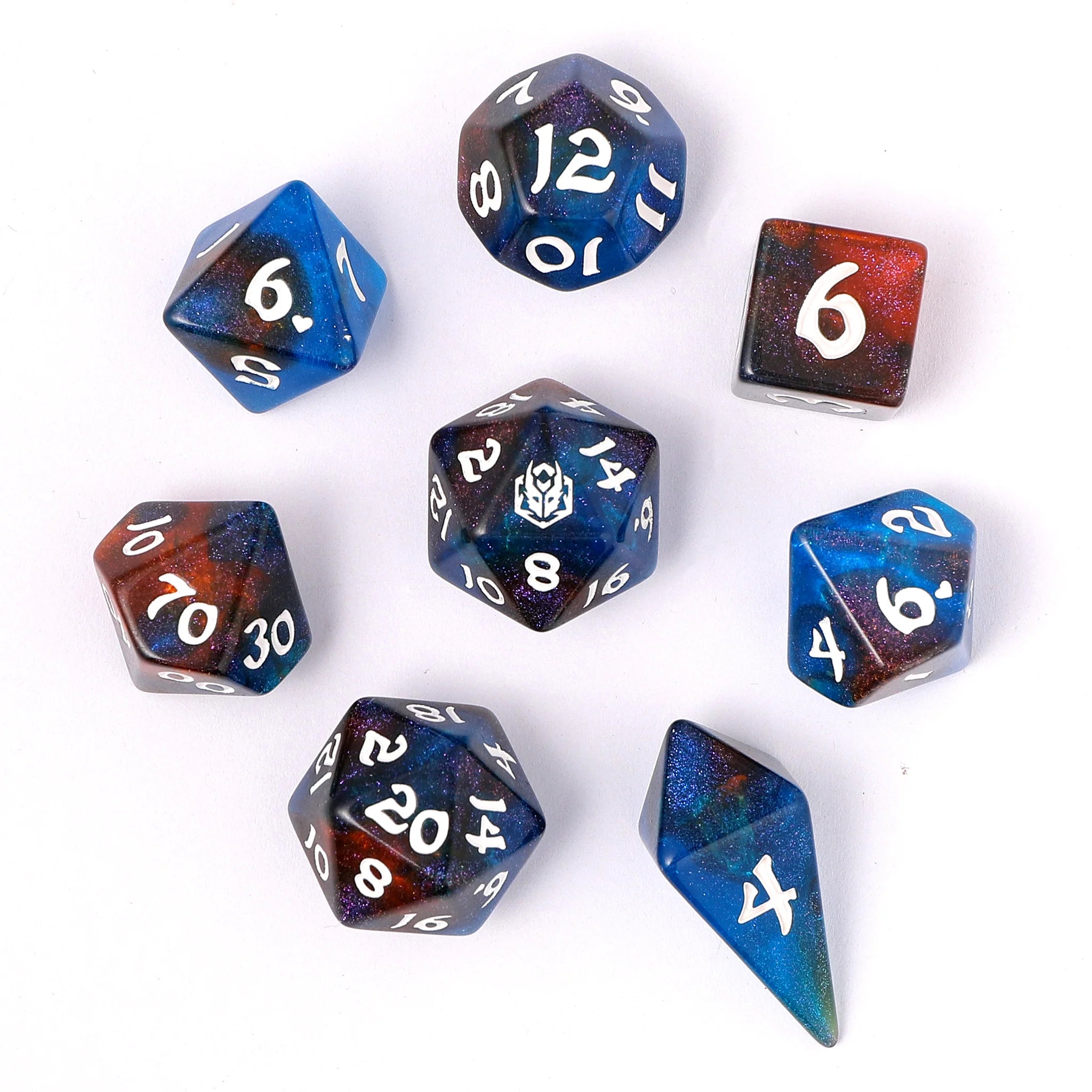 HYMGHO - Wyrmforged Rollers - Rounded Edge 8 Piece Polyhedral Dice sets | Dragon's Lair Comics and Fantasy Houston TX