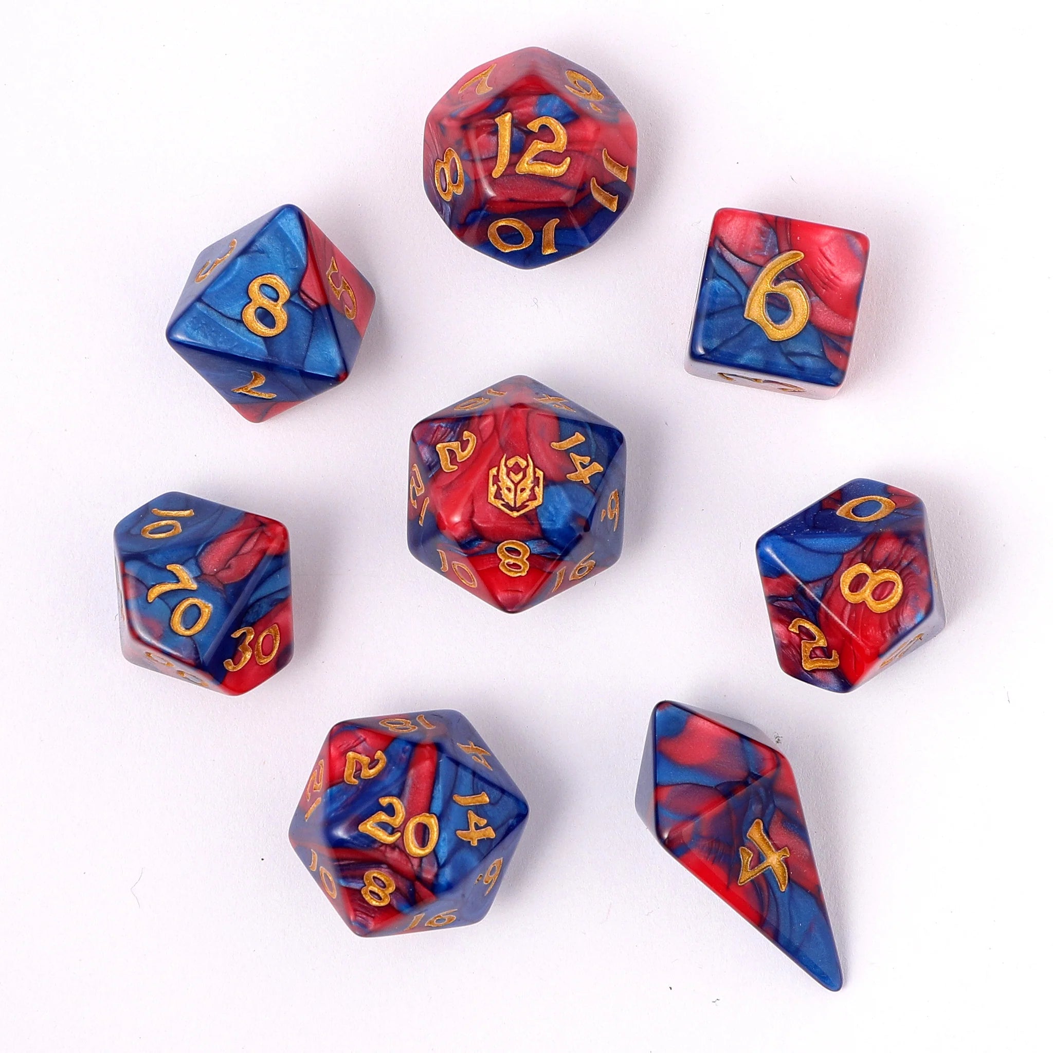 HYMGHO - Wyrmforged Rollers - Rounded Edge 8 Piece Polyhedral Dice sets | Dragon's Lair Comics and Fantasy Houston TX