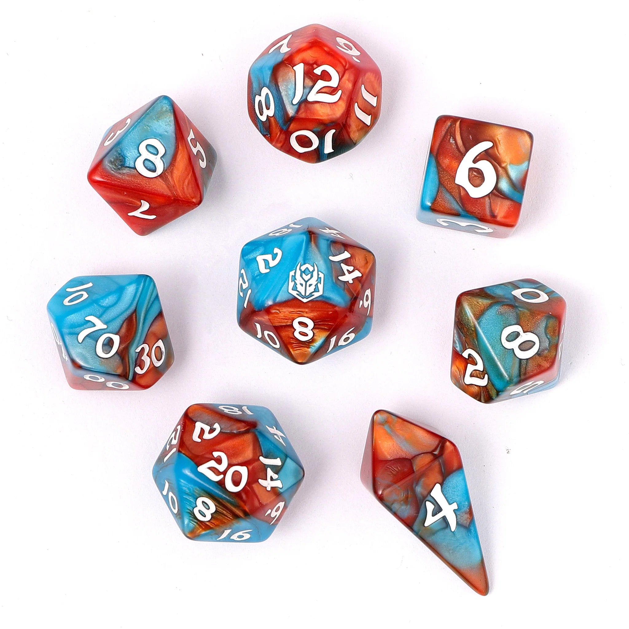 HYMGHO - Wyrmforged Rollers - Rounded Edge 8 Piece Polyhedral Dice sets | Dragon's Lair Comics and Fantasy Houston TX