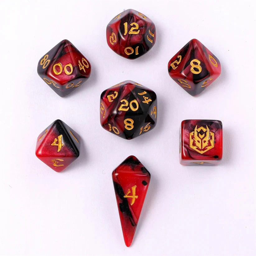 HYMGHO - Mini Polymer RPG Dice Set - Blood Pact | Odin's Place