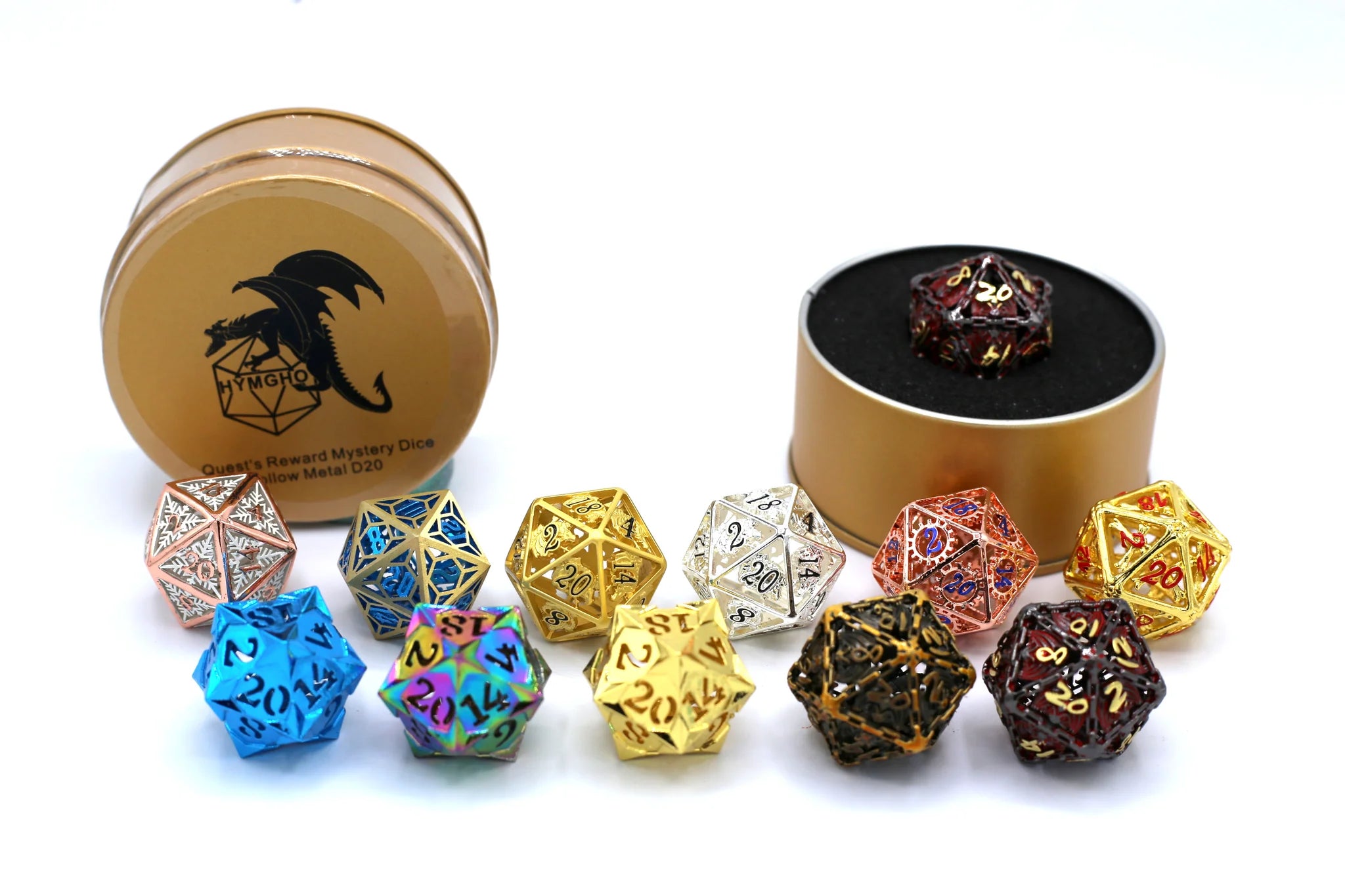 HYMGHO - Quest's Reward Mystery Dice - Hollow Metal D20s | Dragon's Lair Comics and Fantasy Houston TX