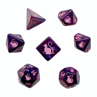 Black Oak Kitty Clacks Cheshire Poly 7 Dice Set | Odin's Place