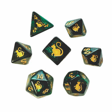 Black Oak Kitty Clacks Loki Poly 7 Dice Set | Odin's Place