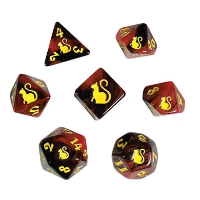 Black Oak Kitty Clacks Lucipurr Poly 7 Dice Set | Odin's Place