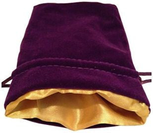 FanRoll Large Purple Velvet Dice Bag with Gold Satin Lining | Odin's Place